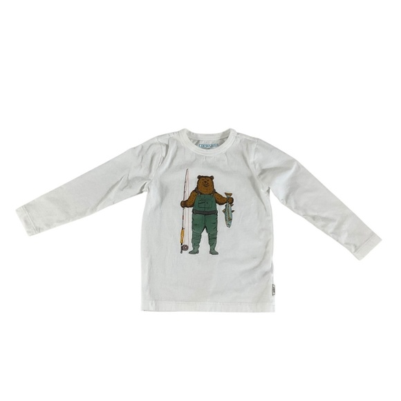 Crewcuts by J.Crew Kids Long Sleeve Bear Fishing Graphic Tee Size XXS (2-3) - Picture 2 of 12